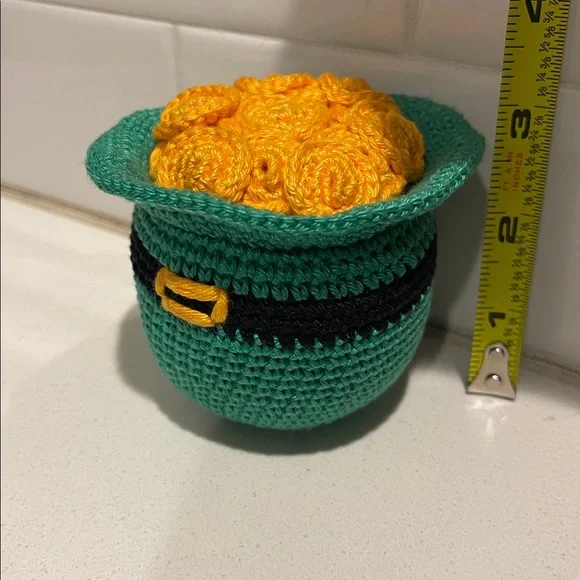 Handcrafted Crochet Pot of Gold Leprechaun Hat St. Patrick’s Day Holiday Decor - Picture 8 of 9